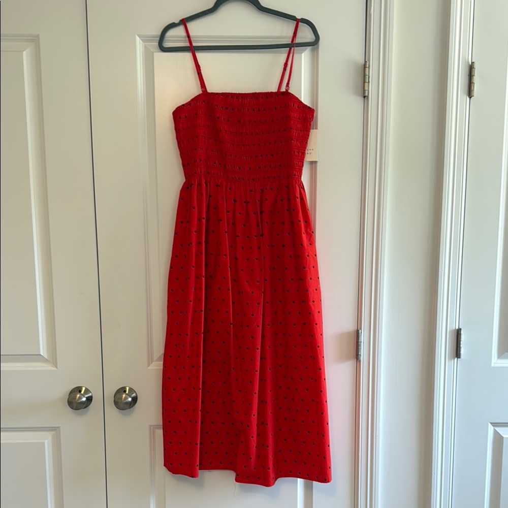 A New Day Red Smocked Midi Sundress